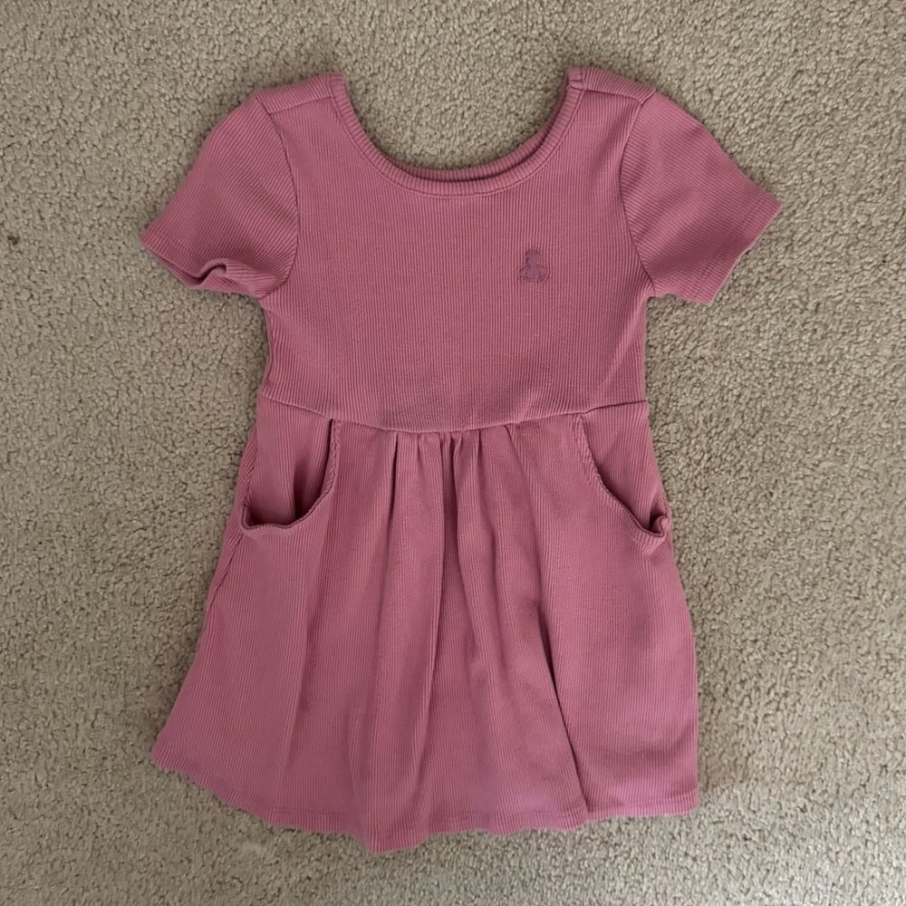 Pink Ribbed Casual Dress